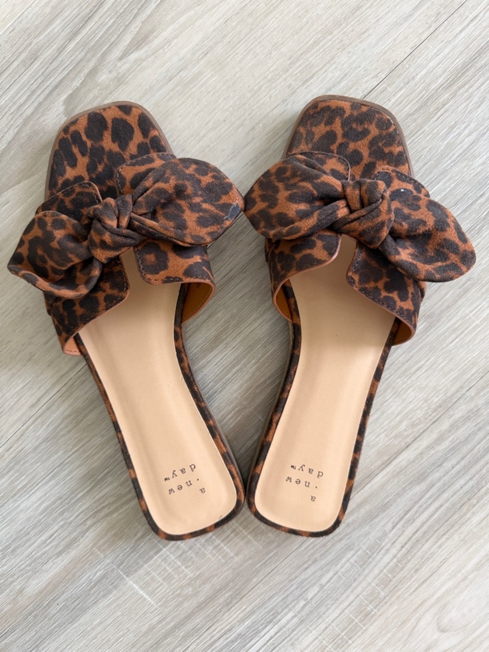 a new day Leopard-Print Knot Slide Mules in Brown